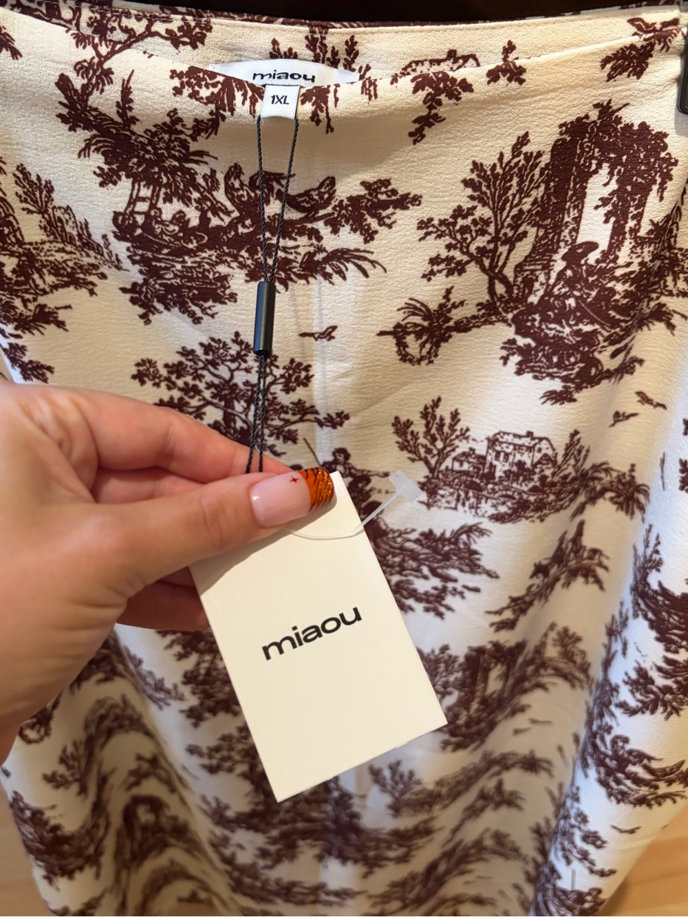 Miaou Cream & Brown Toile Print skirt BNWT